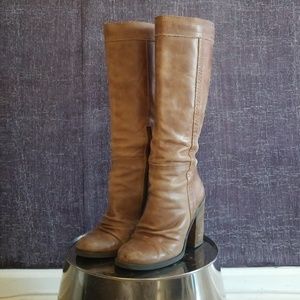 Jessica Simpson Tan Leather Stack Heel Boots